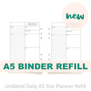 A5 Prayerful Planner - "UNDATED" Refill Pack